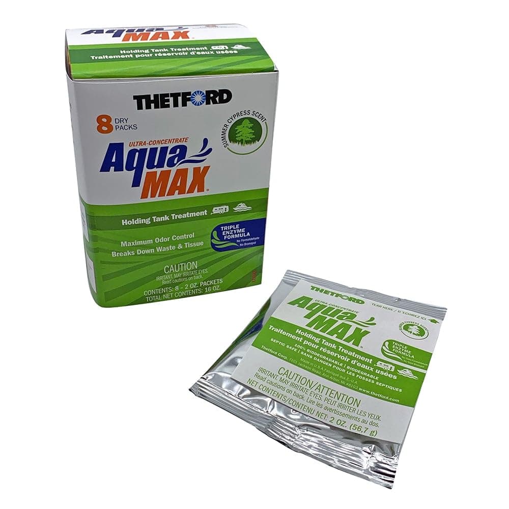 Thetford AquaMAX Holding Tank Treatment | Summer Cypress Scent, Triple Enzyme, 8-Count Dripacks