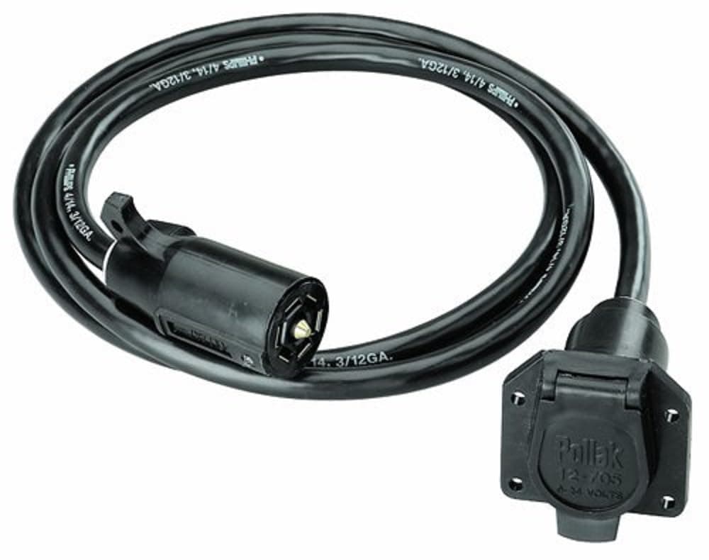 Draw-Tite 7-Way Trailer Wiring Extension Cable | 7 ft, Male-to-Female, 12V