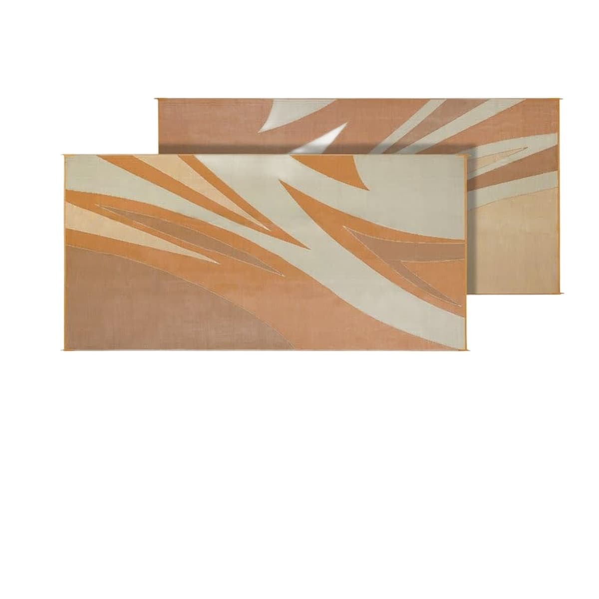 Faulkner Summer Waves Reversible Patio Mat | 8 ft x 16 ft, Tan/Gold