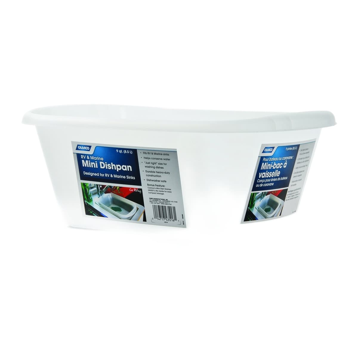 Camco RV Mini Dish Wash Pan | 9-Quart, White