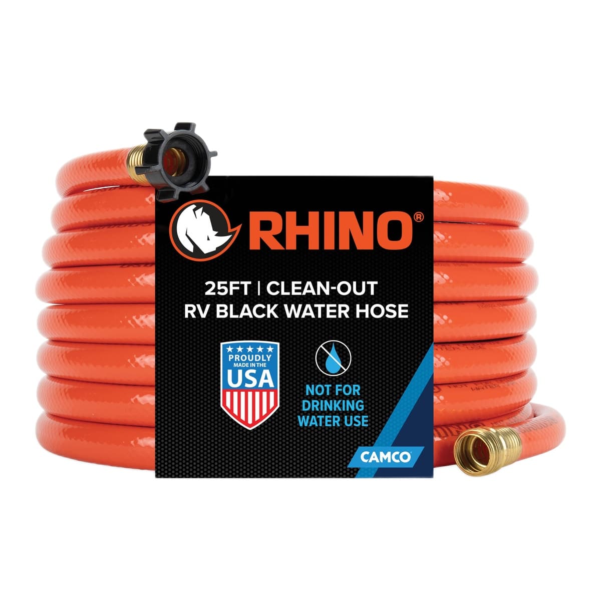 Camco RhinoFLEX 25-ft Clean-Out Sewer Hose | 5/8" ID, Orange