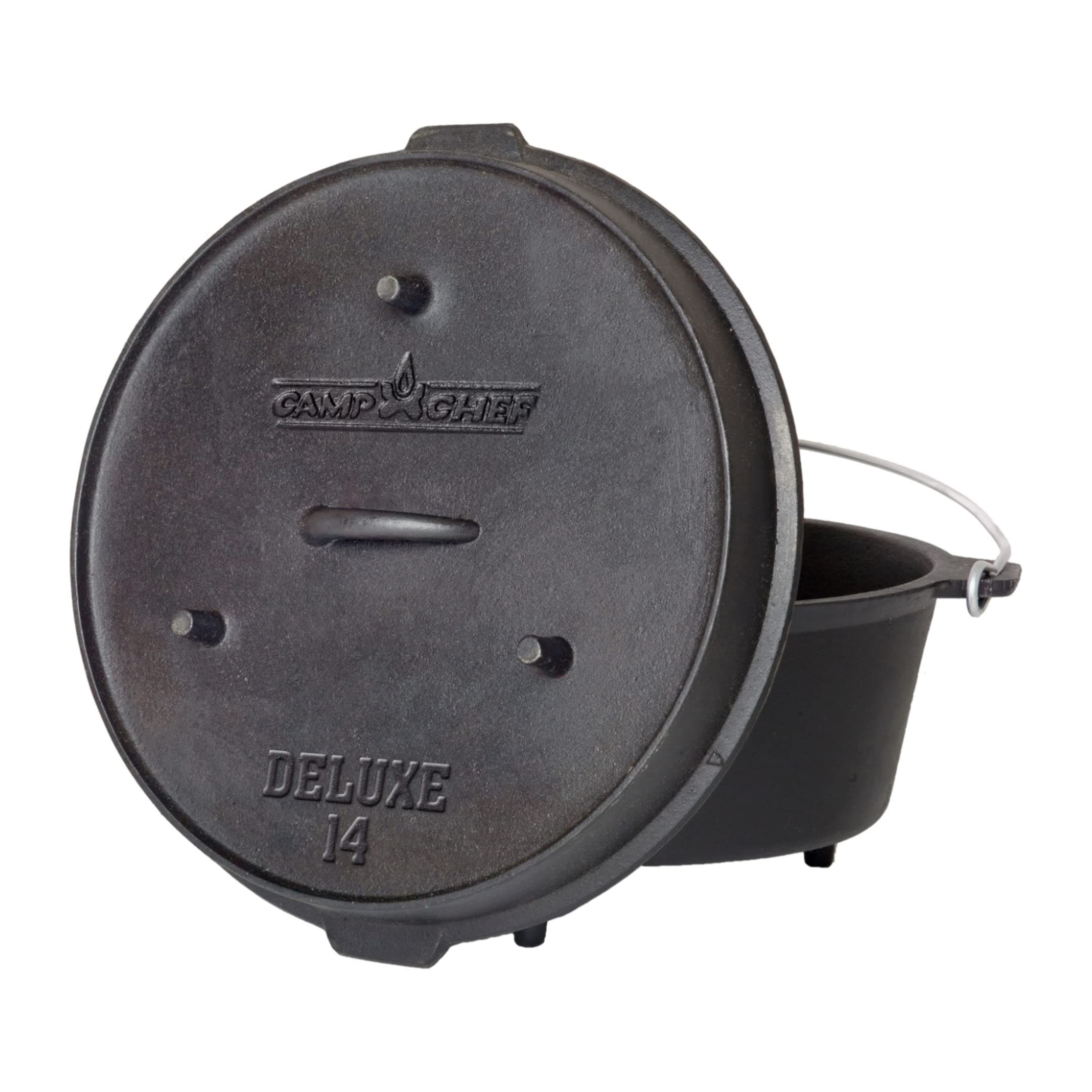 Camp Chef 14-Inch Cast Iron Dutch Oven | Pre-Seasoned, 12-Qt, with Lid & Lifter