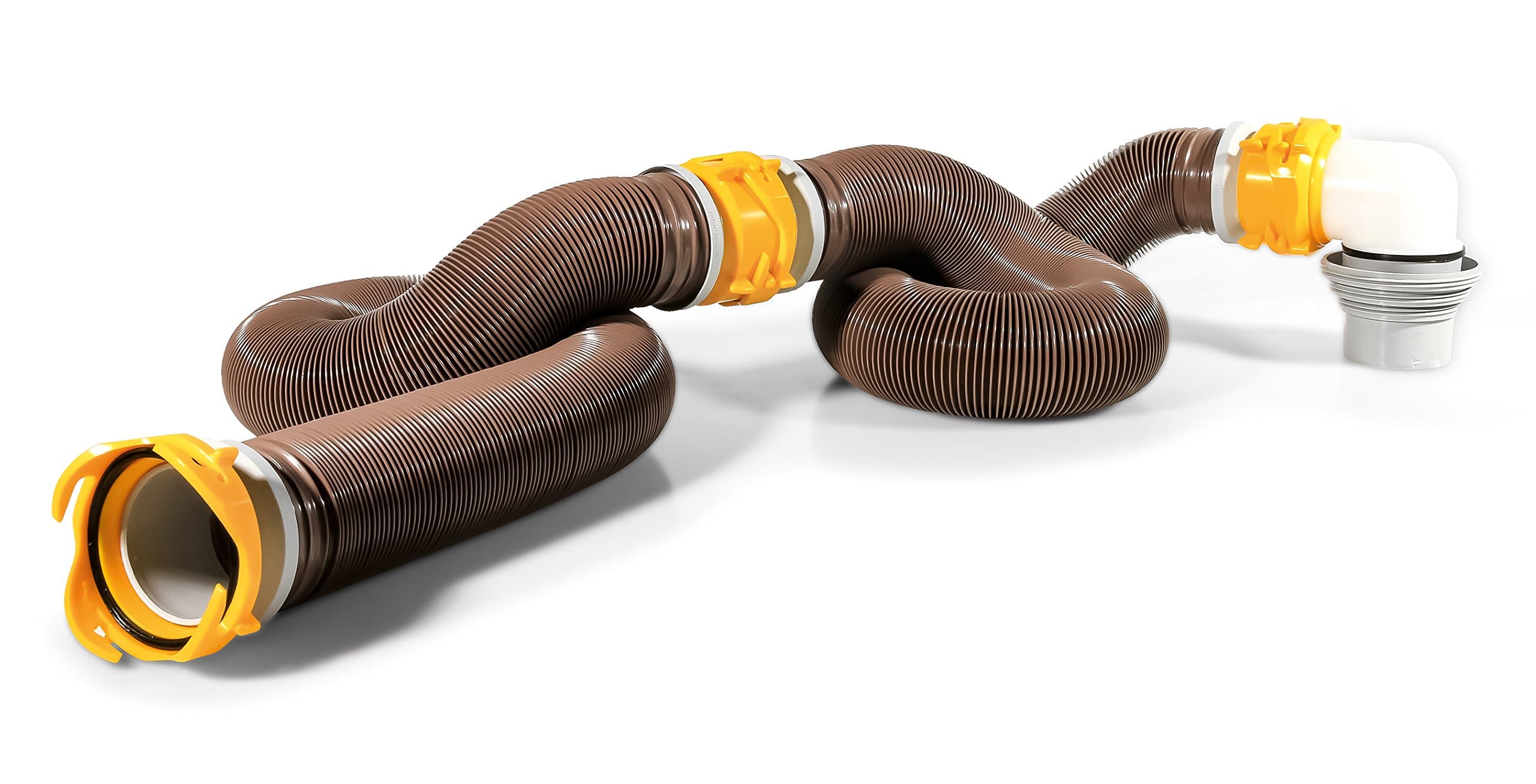 Camco Revolution 20-Ft Sewer Hose Kit | 360° Swivel Fittings, 4-in-1 Adapter