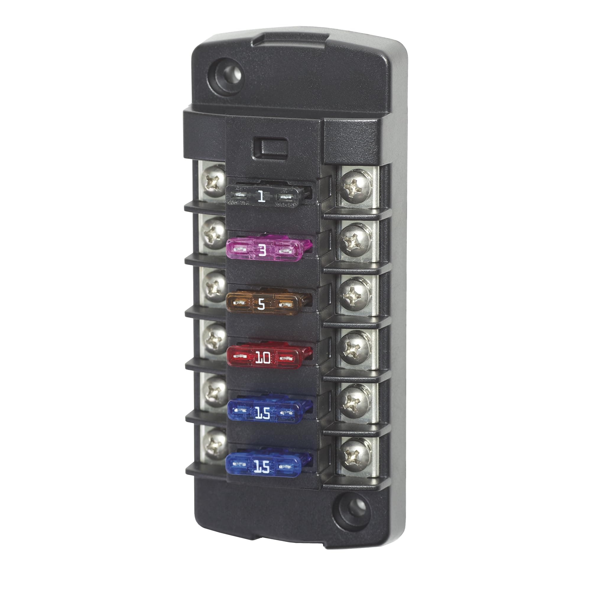 Blue Sea Systems ST Blade Fuse Block | 12-Circuit with Ground Bus & Cover, 100A