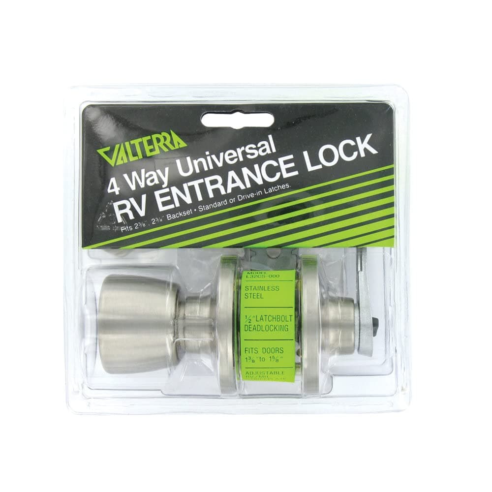 Valterra RV Entrance Door Lock | Knob x Lever, Stainless Steel