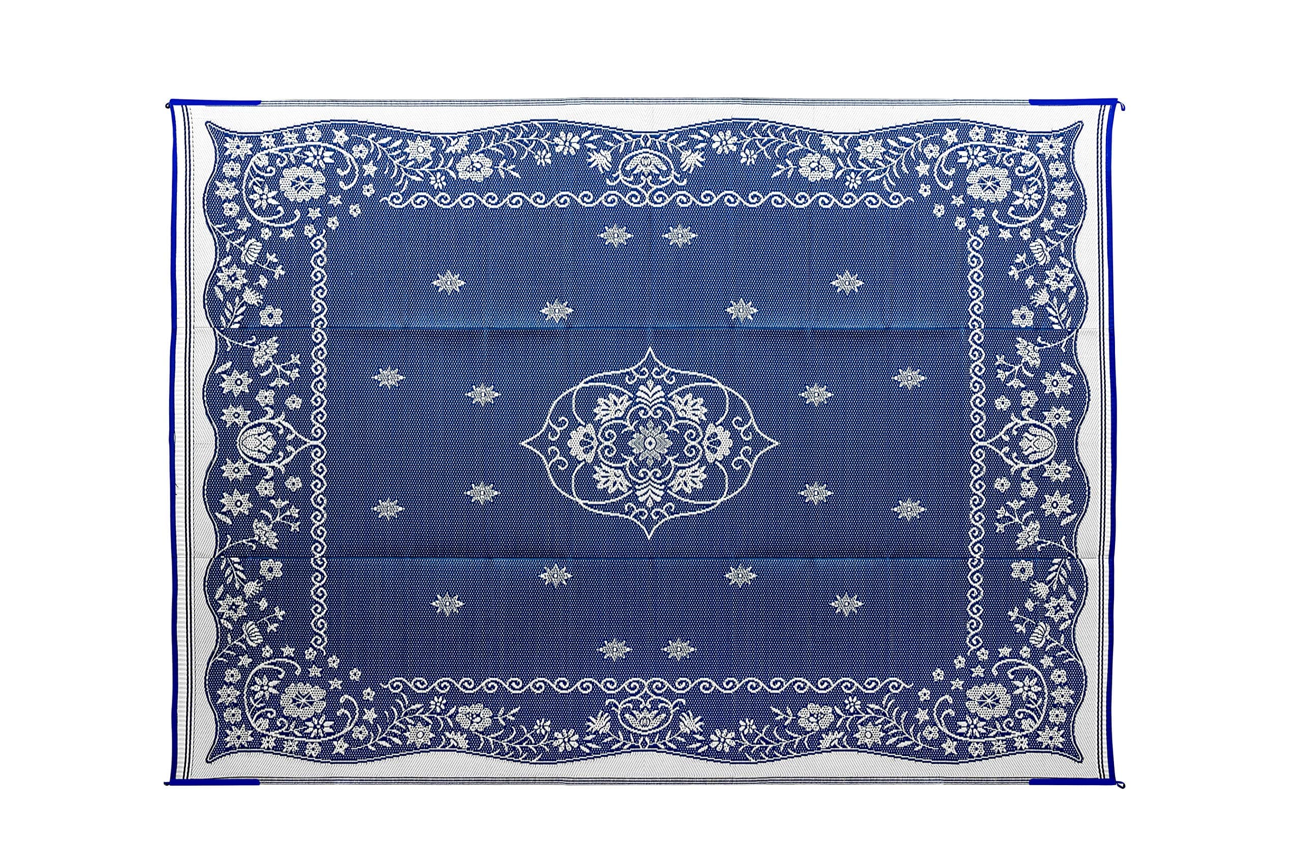 Camco Oriental Awning Leisure Mat | 9 ft x 12 ft, Blue, Reversible