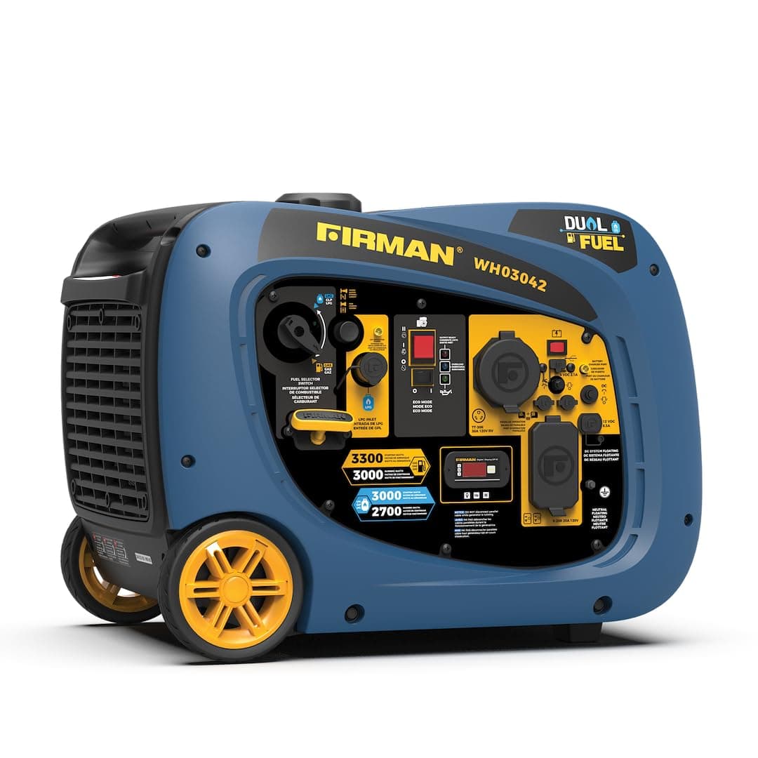 Firman Dual Fuel Inverter Generator | 3300W Starting / 3000W Running, Gas or Propane, Parallel Ready