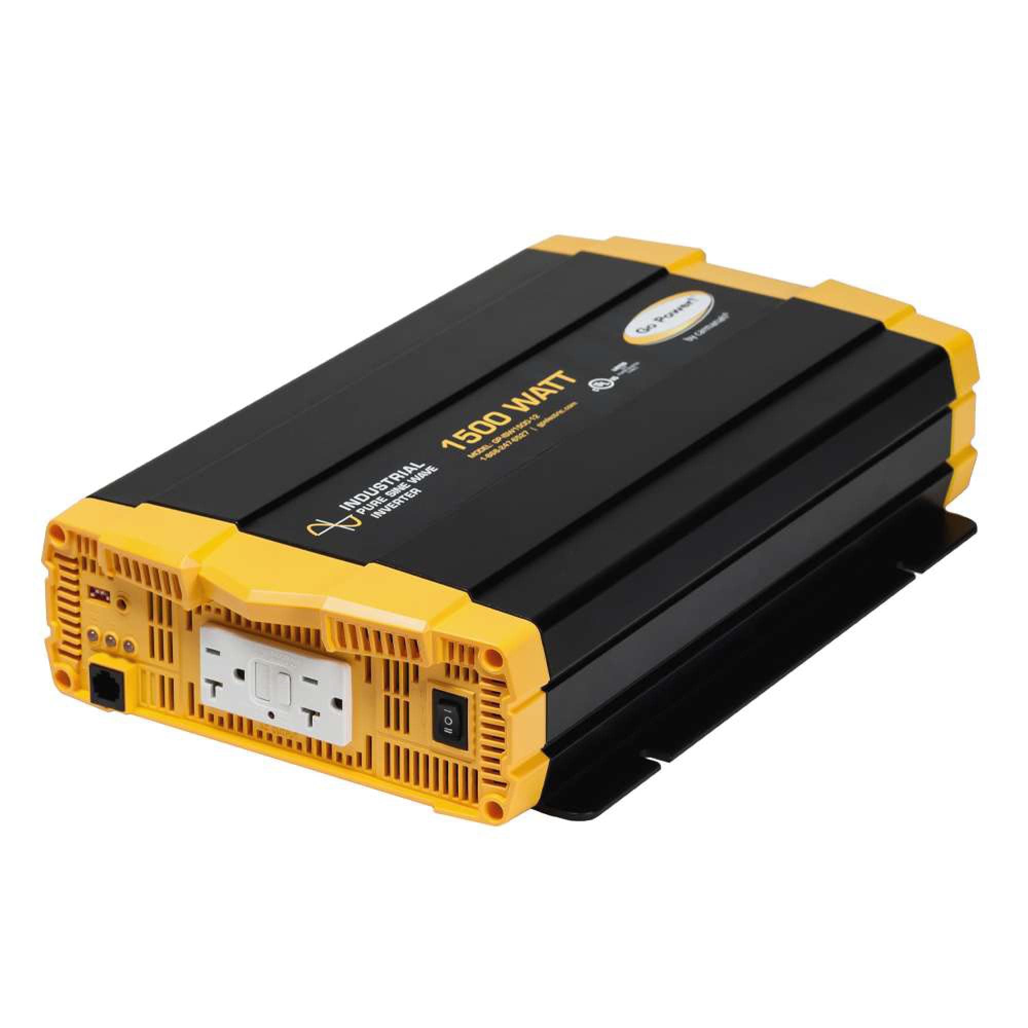 Go Power! 1500W Industrial Pure Sine Wave Inverter | 12V to 120V AC, Dual GFCI Outlets