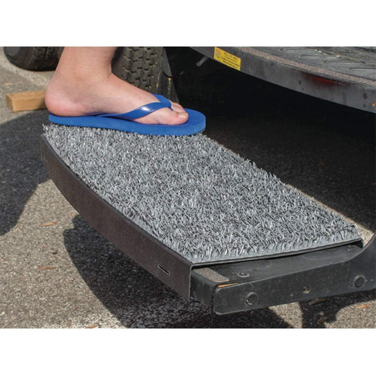 Safety Step Sand Away Curved Step Rug | Charcoal & Beige, Dirt-Trapping RV Entry Mat