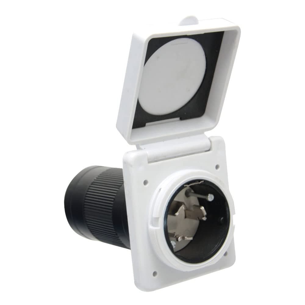 Valterra 50 Amp Power Inlet | White, Weatherproof Cover