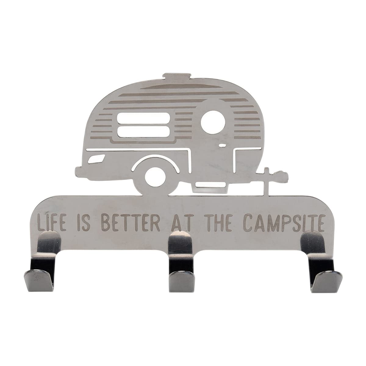 Camco Stick-On 3-Hook Key & Leash Hanger | Stainless Steel