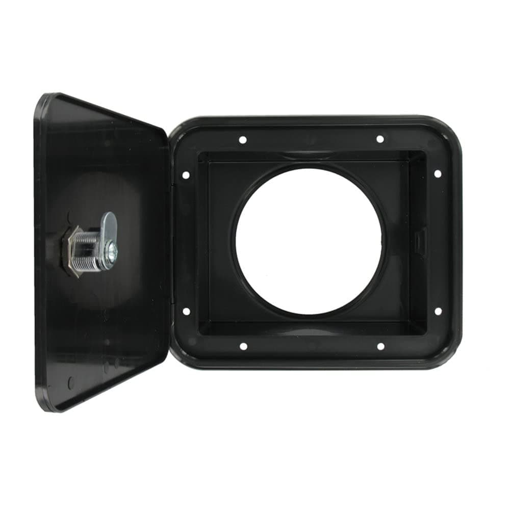 Valterra Sewer Hose Hatch | Lockable Black Access Door for PVC Storage Tube
