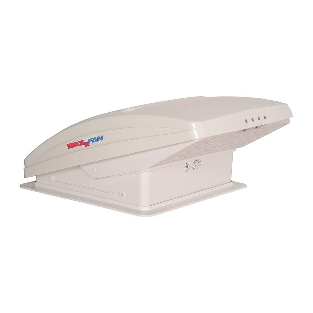 MaxxFan Deluxe Roof Vent with 12V Fan, Thermostat & Remote | 10-Speed, Powered Lift, White