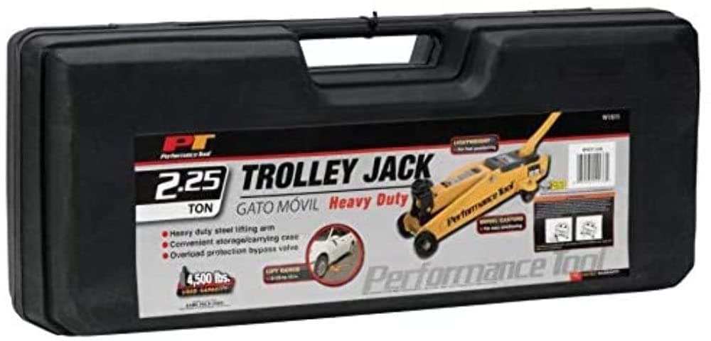 Performance Tool W1611 2.25-Ton Trolley Jack with Case | 5-1/4"-15" Lift Range