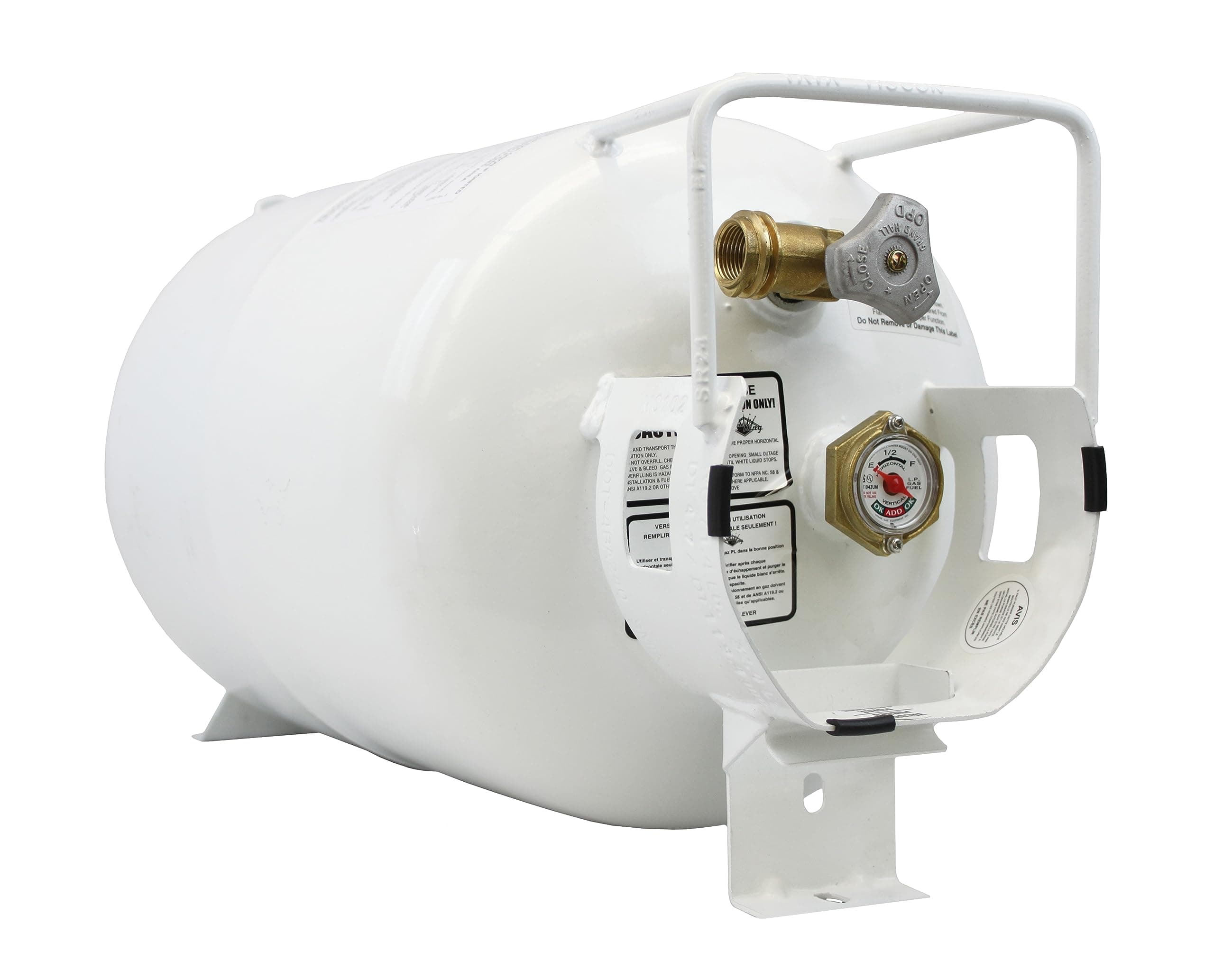 Flame King 20 lb Horizontal Steel Propane Cylinder | White, DOT Approved