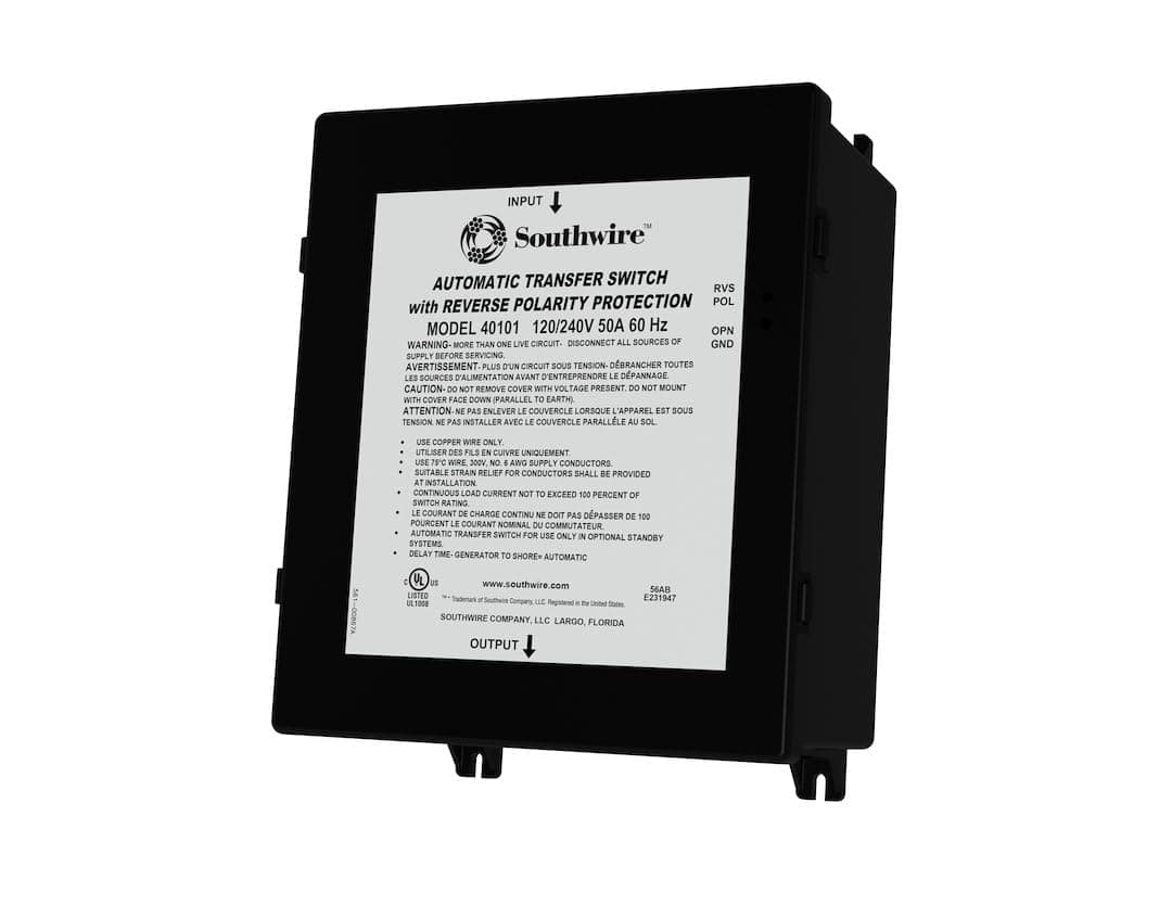 Southwire 50A Reverse-Polarity Transfer Switch | Manual Shore Power/Generator Switch