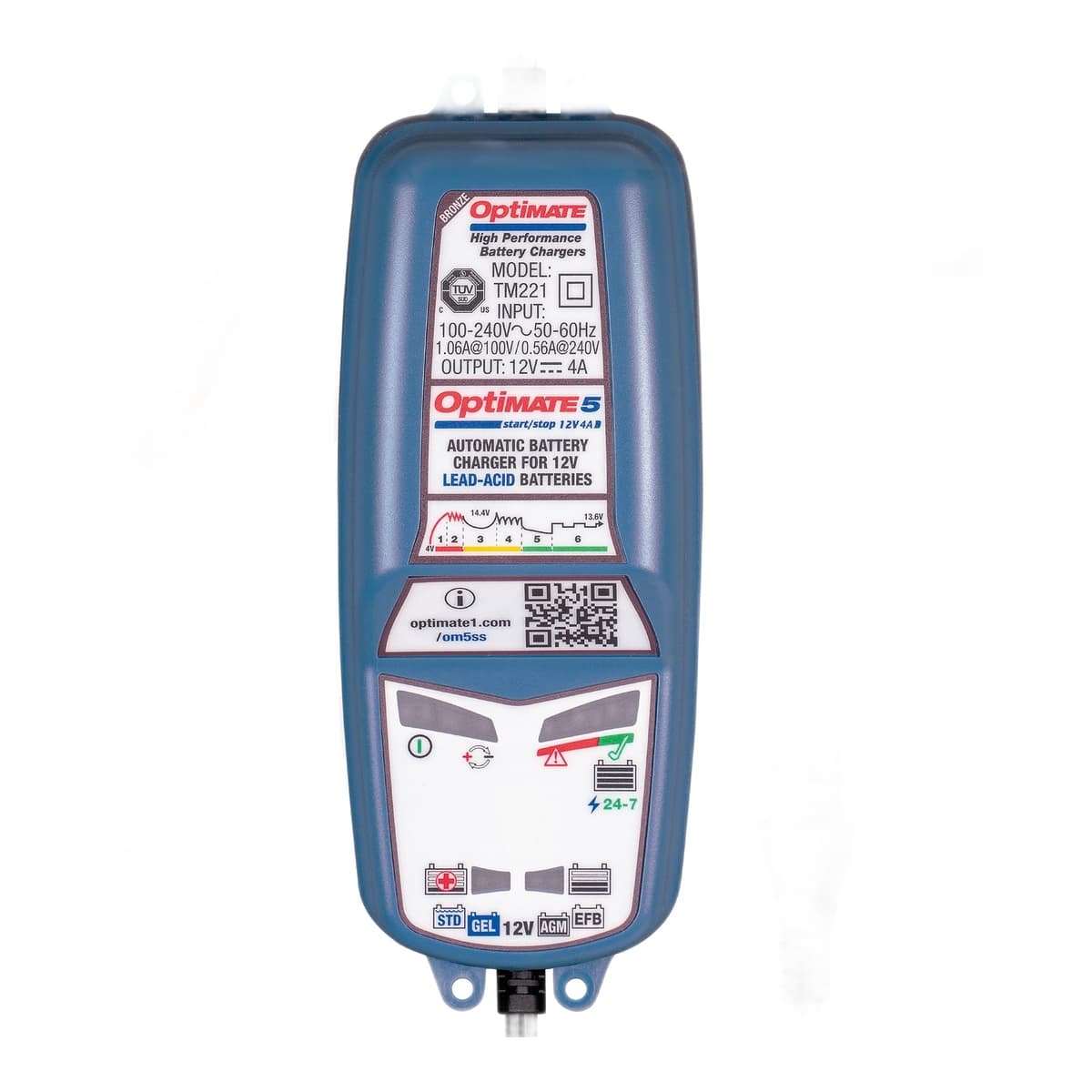 OptiMate 5 Start/Stop 12V 4A Battery Charger, Tester & Maintainer