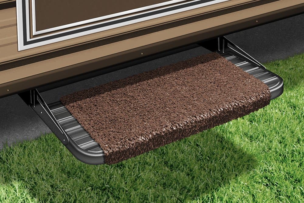 Prest-O-Fit Wraparound RV Step Rug | 18 in. Wide, Espresso Brown