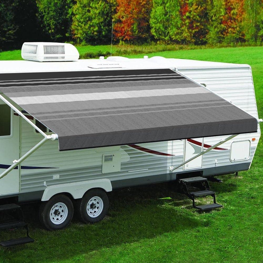 Carefree Fiesta Awning Fabric & Roller Assembly - Camel Shale Fade, 20 ft | Vinyl Canopy, Manual, White Weatherguard