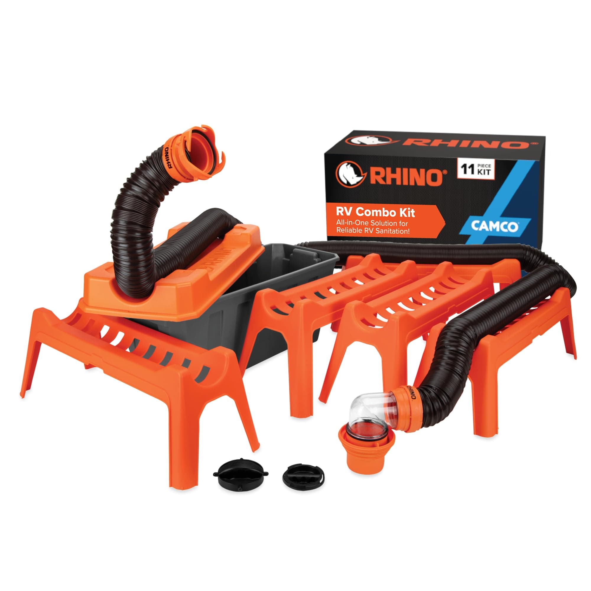 Camco Rhino Ultimate RV Sewer Hose Kit | 20 ft, 11-Piece Combo with Storage Box