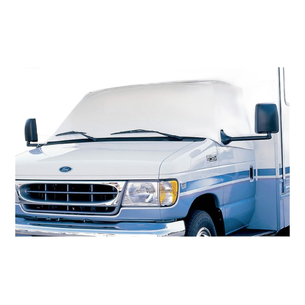 ADCO Class C Windshield Cover | Ford Chassis 1996–2014 with Mirror Cut-Outs, White