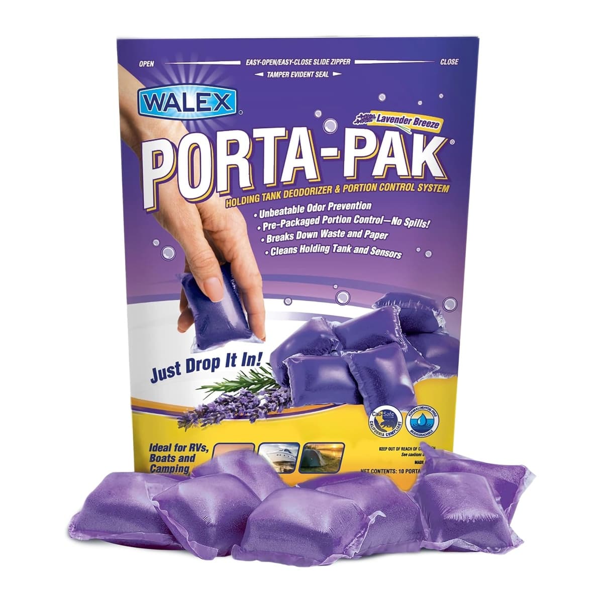 Walex Porta-Pak Holding Tank Deodorizer | Lavender Breeze, 10 Drop-Ins