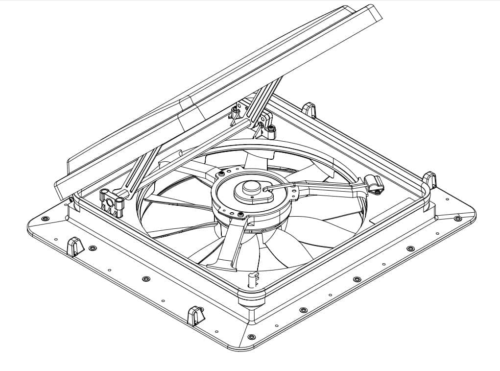 MaxxAir MaxxFan Mini Roof Vent with 12V Fan | Manual Lift, 4-Speed, Black