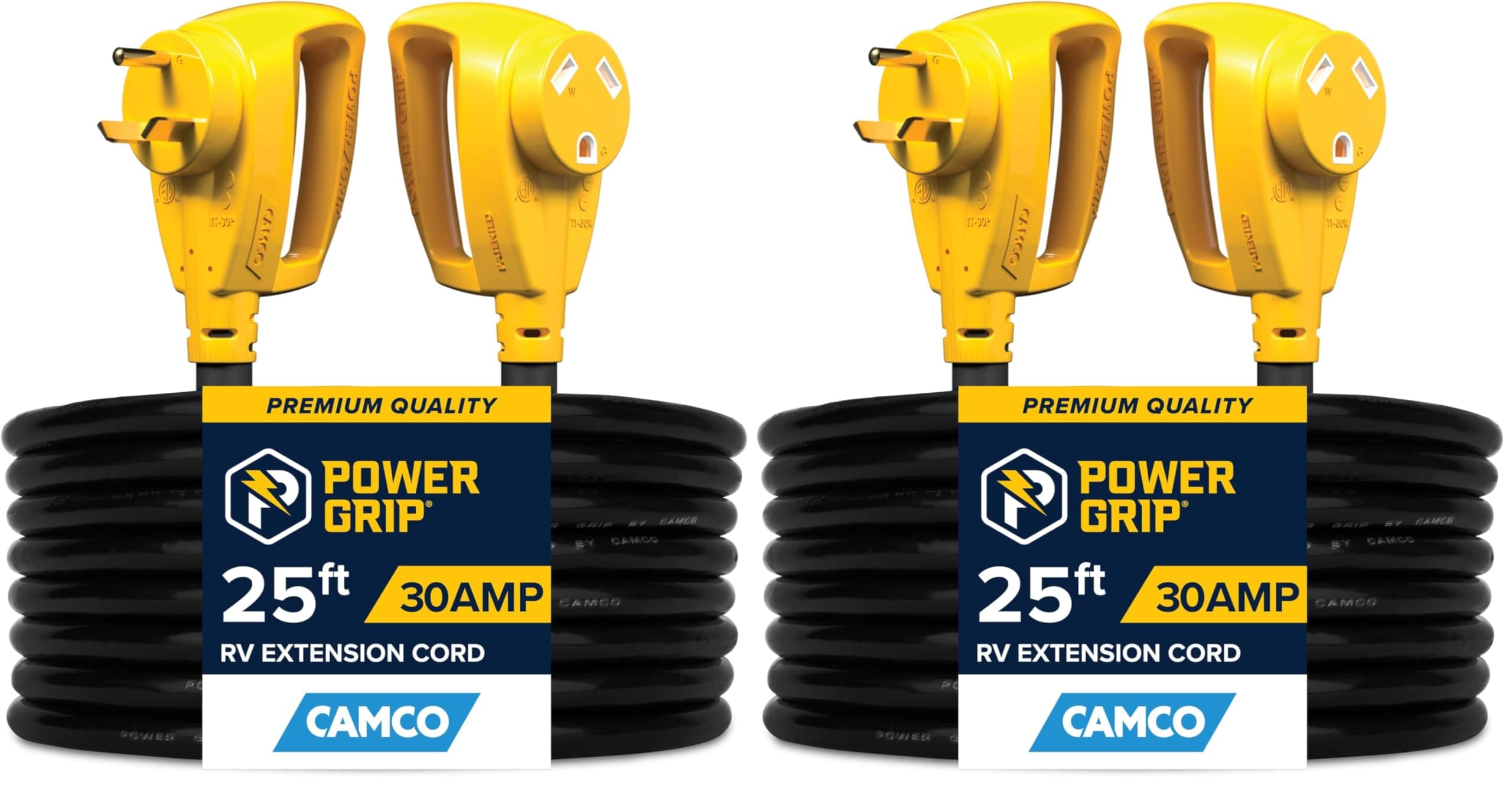 Camco PowerGrip 30-Amp RV Extension Cord | 50 ft, 10-Gauge Copper, Standard Connectors
