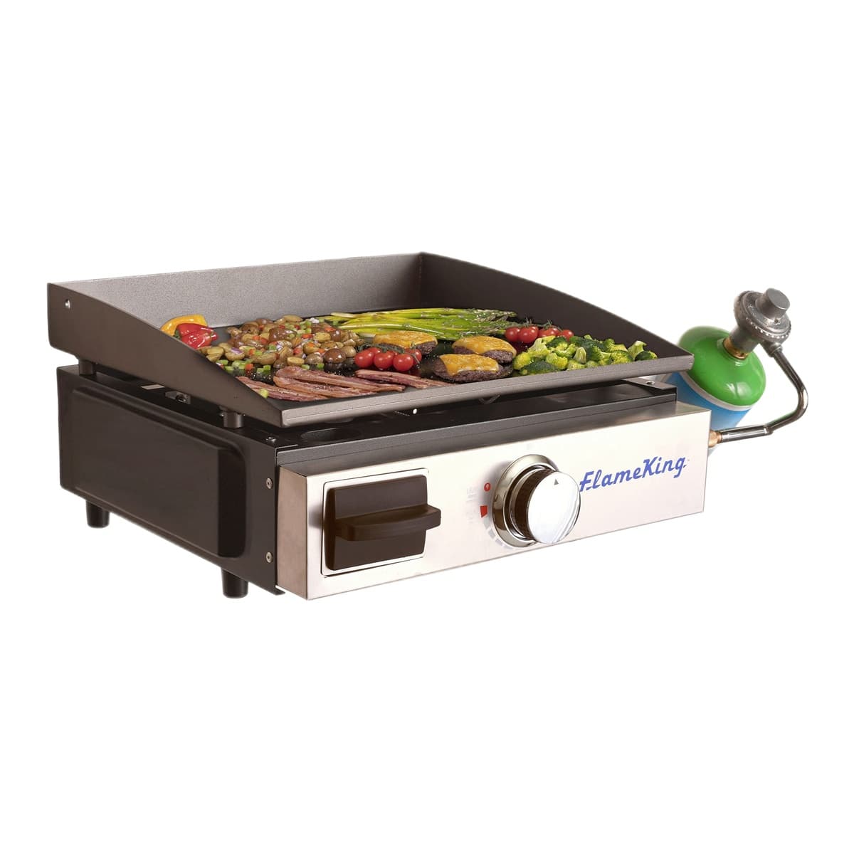 Flame King 17" Flat Top Propane Griddle, Tabletop (1 lb Regulator)