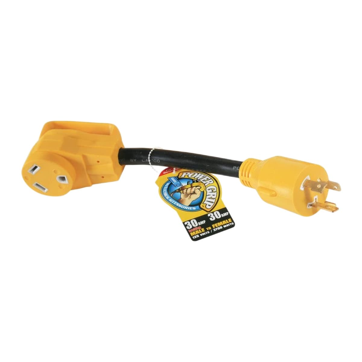 Camco PowerGrip 30-Amp Generator Adapter | 12", NEMA L5-30P to TT-30R