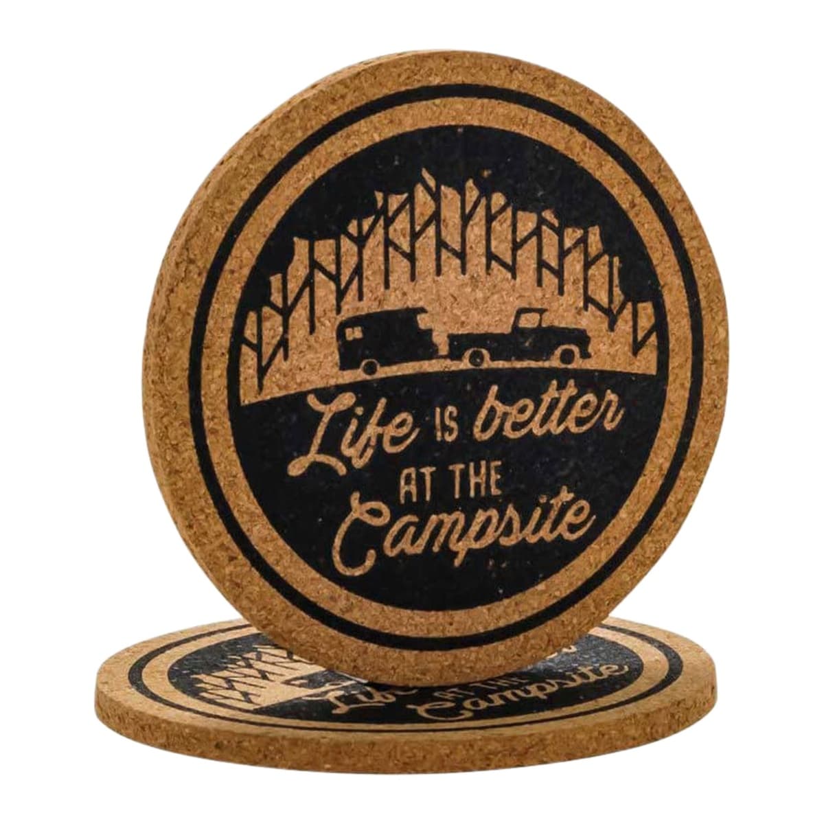 Camco Life is Better at the Campsite Cork Coasters | 2-Pack