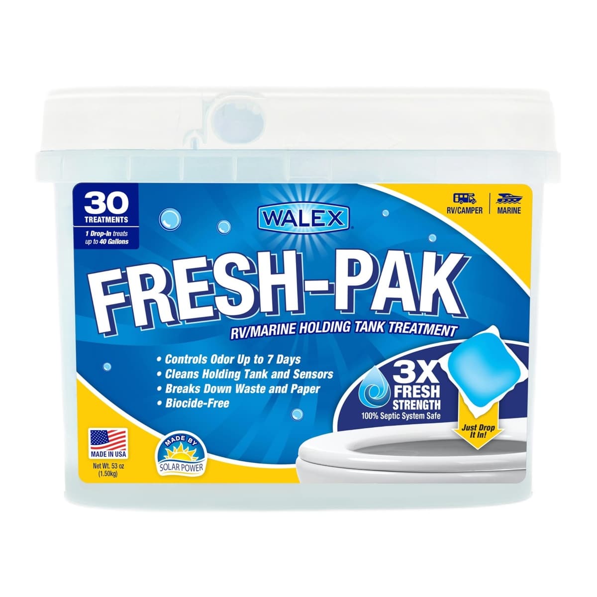Walex Fresh-Pak RV & Marine Holding Tank Deodorizer, 30-Pack