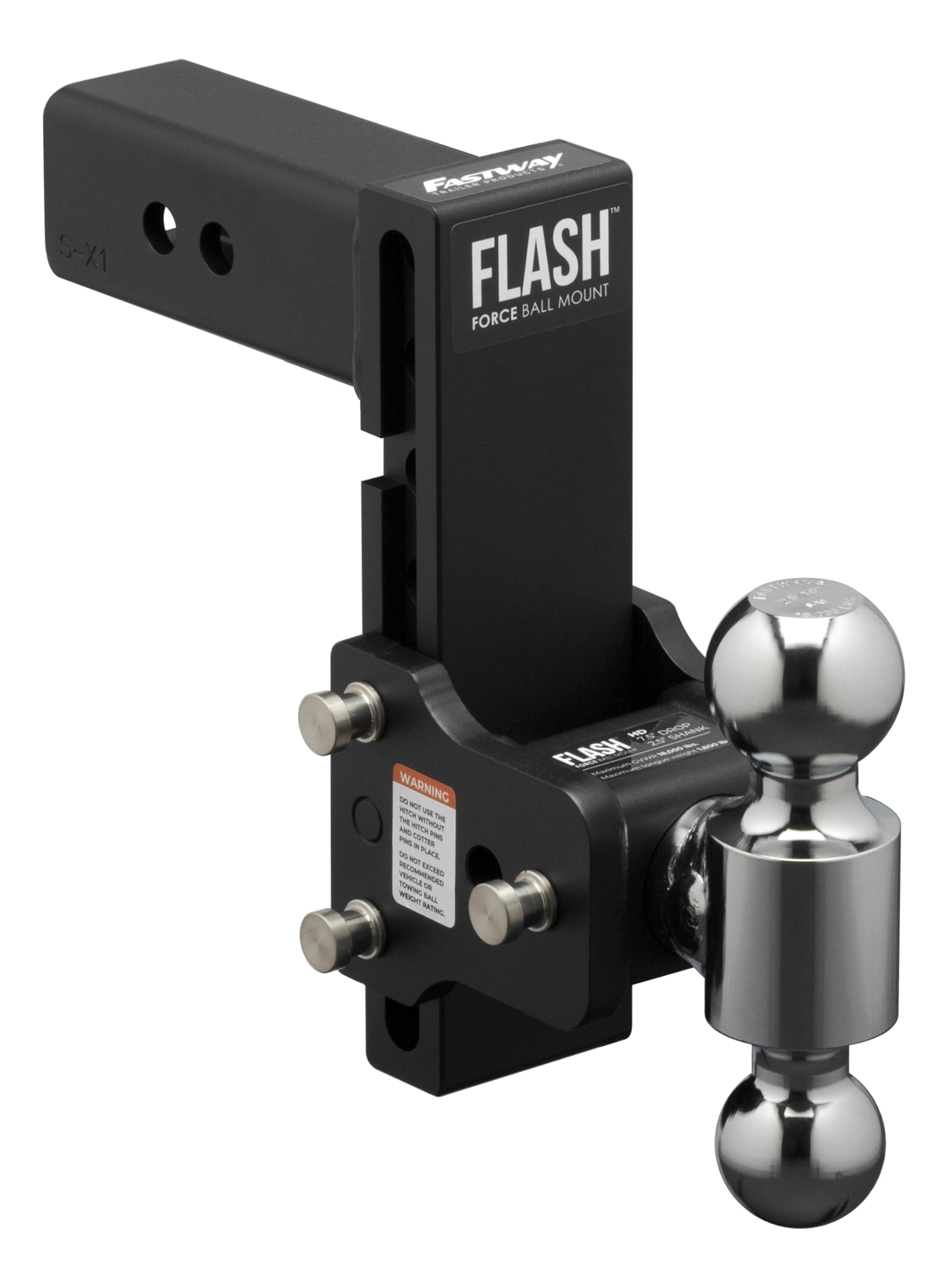 Fastway Flash Force Adjustable Ball Mount | Dual 2in & 2-5/16in Balls, 2-1/2in Shank